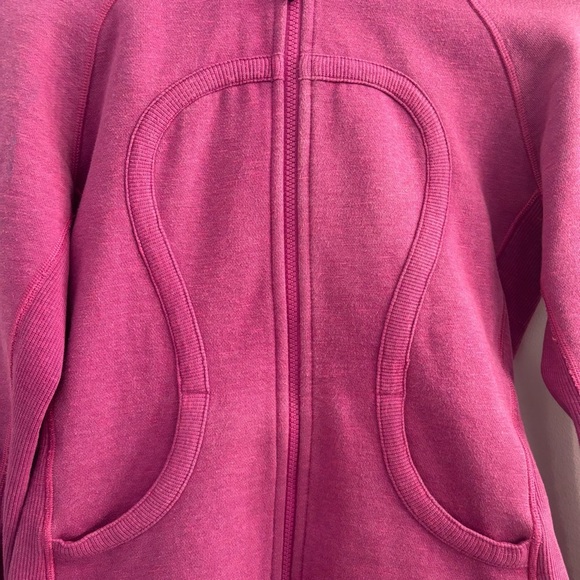 Lululemon Scuba Full Zip Hoodie Jacket Fuchsia Pink Size 6 Thumbholes - Picture 4 of 16